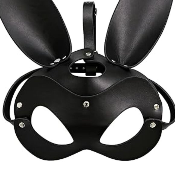 🖤 Smiffys Black Fever Faux Leather Rabbit Mask - Picture 9 of 9